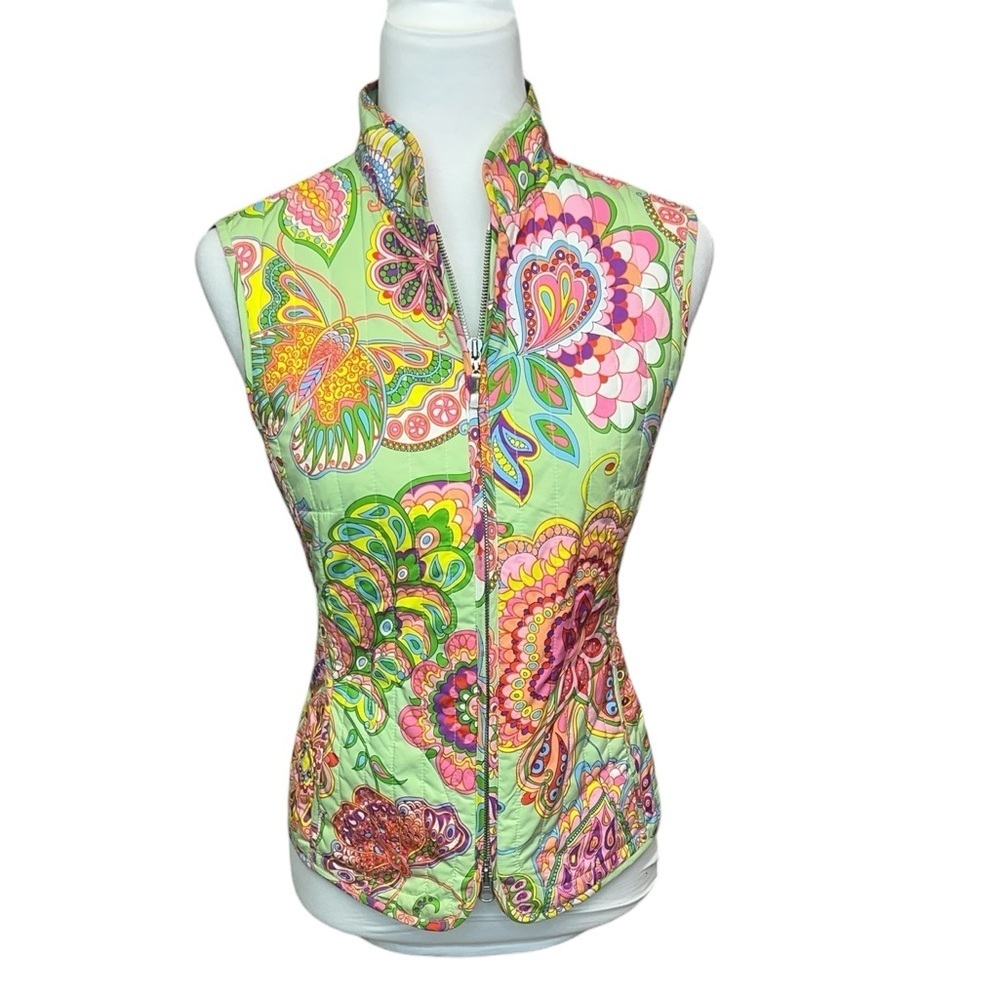 Escada Sport Floral Quilted Vest - Multicolor - Picture 1 of 6
